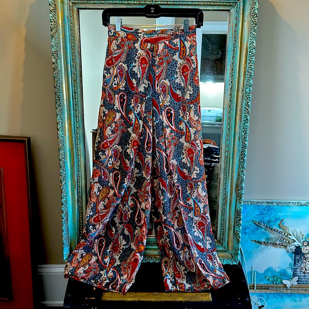 Paisley flowy wide leg pants